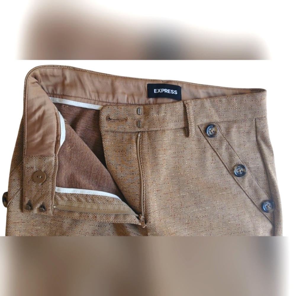 Express Women's Brown Skinny Mid Rise Ankle Trousers-Size 4 EUC - Picture 2 of 5